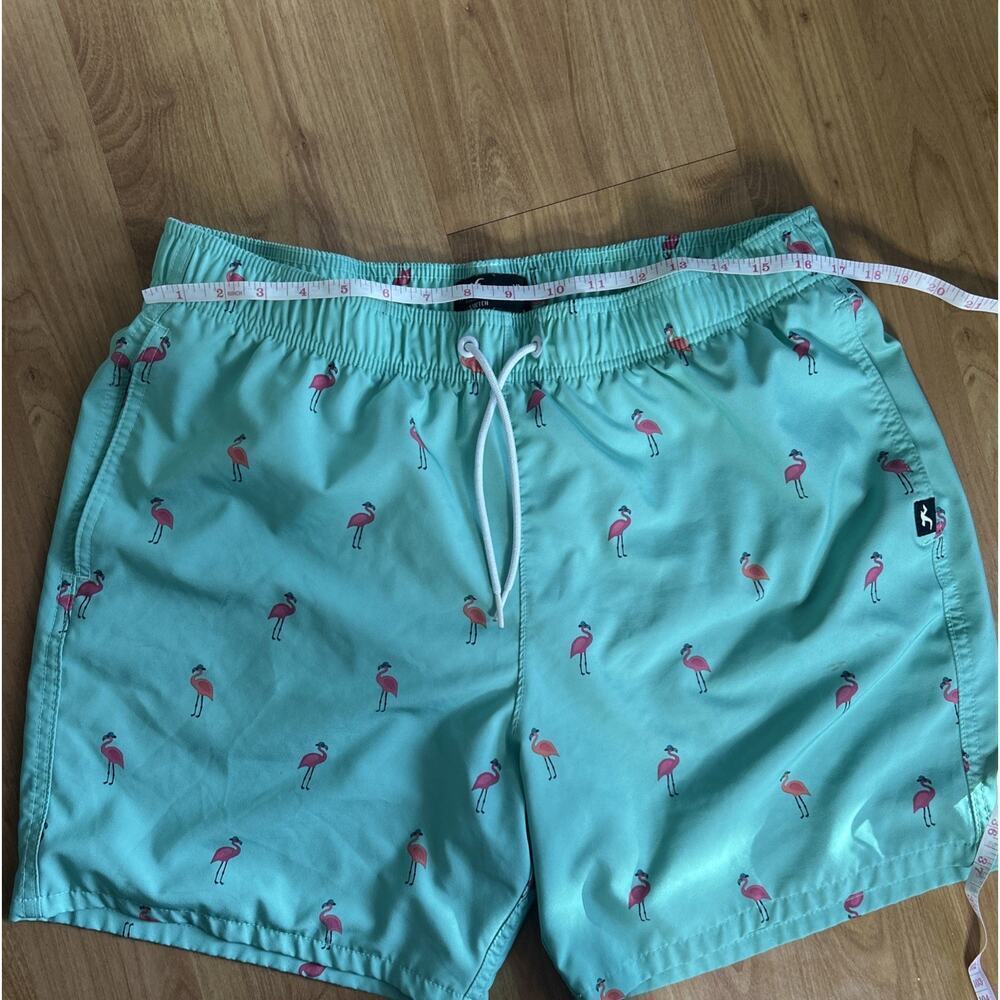 Hollister Men’s Mint Green Flamingo Swim Trunks XL Stretch Beach Vibes Pockets - Picture 8 of 9